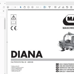 MASCHIO GASPARDO DIANA USE & MAINTENANCE / PARTS MANUAL - PDF DOWNLOAD