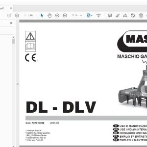 MASCHIO GASPARDO DL - DLV USE & MAINTENANCE / PARTS MANUAL F07010058 - PDF