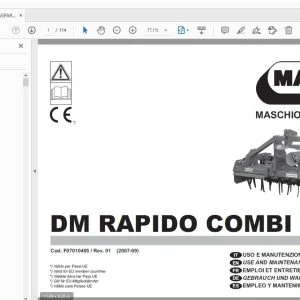 MASCHIO GASPARDO DM RAPIDO COMBI USE & MAINTENANCE / PARTS MANUAL - PDF