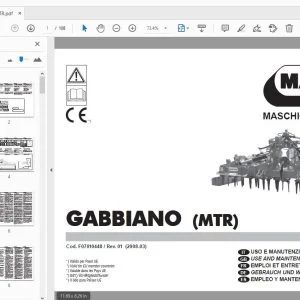 MASCHIO GASPARDO GABBIANO (MTR) USE & MAINTENANCE / PARTS MANUAL - PDF