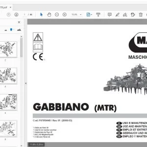 MASCHIO GASPARDO GABBIANO (MTR) USE & MAINTENANCE / PARTS MANUAL F07010448 - PDF