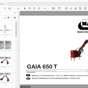 MASCHIO GASPARDO GAIA 650 T HYDRAULIC FLAIL-EDGER MOWER USE AND MAINTENANCE / PARTS MANUAL - PDF