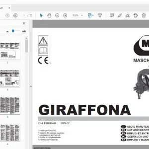 MASCHIO GASPARDO GIRAFFONA USE & MAINTENANCE / PARTS MANUAL - PDF