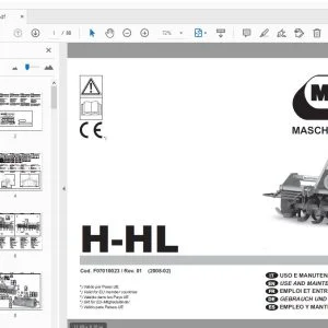 MASCHIO GASPARDO H-HL USE & MAINTENANCE / PARTS MANUAL F07010023 - PDF