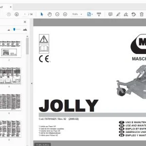 MASCHIO GASPARDO JOLLY USE & MAINTENANCE / PARTS MANUAL F07010425 - PDF
