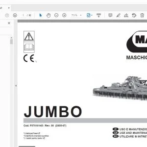 MASCHIO GASPARDO JUMBO USE & MAINTENANCE / PARTS MANUAL - PDF DOWNLOAD