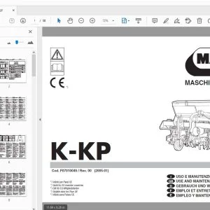 MASCHIO GASPARDO K-KP USE & MAINTENANCE / PARTS MANUAL - PDF DOWNLOAD
