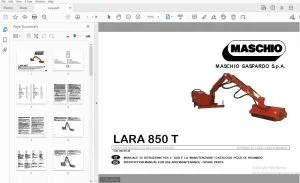 MASCHIO GASPARDO LARA 850 T HYDRAULIC FLAIL-EDGER MOWER USE AND MAINTENANCE/PARTS MANUAL - PDF