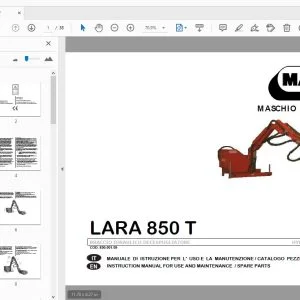 MASCHIO GASPARDO LARA 850 T HYDRAULIC FLAIL-EDGER MOWER USE AND MAINTENANCE/PARTS MANUAL - PDF