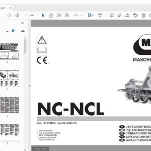 MASCHIO GASPARDO NC-NCL USE & MAINTENANCE / PARTS MANUAL F07010152 - PDF