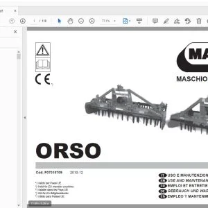 MASCHIO GASPARDO ORSO USE & MAINTENANCE / PARTS MANUAL - PDF DOWNLOAD