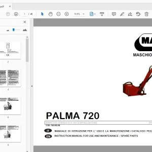 MASCHIO GASPARDO PALMA 720 HYDRAULIC FLAIL-EDGER MOWER USE & MAINTENANCE / PARTS MANUAL - PDF