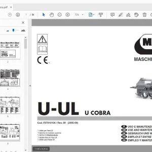 MASCHIO GASPARDO U-UL U COBRA USE & MAINTENANCE / PARTS MANUAL - PDF