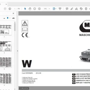 MASCHIO GASPARDO W USE & MAINTENANCE / PARTS MANUAL F07010255 - PDF