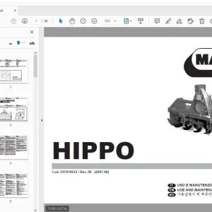 MASCHIO HIPPO USE & MAINTENANCE / PARTS MANUAL F07010612 - PDF
