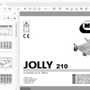 MASCHIO JOLLY 210 USE & MAINTENANCE/PARTS MANUAL - PDF
