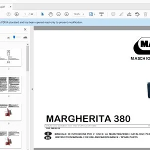 MASCHIO MARGHERITA 380 HYDRAULIC FLAIL-EDGER MOWER USE AND MAINTENANCE/PARTS MANUAL - PDF