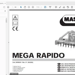 MASCHIO MEGA RAPIDO USE, MAINTENANCE & PARTS MANUAL 00559361 - PDF