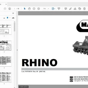 MASCHIO RHINO USE & MAINTENANCE / PARTS MANUAL F07010614 - PDF DOWNLOAD