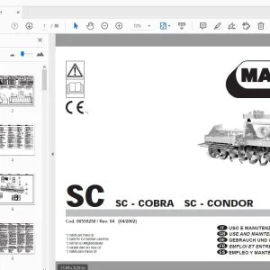 MASCHIO SC-COBRA SC-CONDOR USE & MAINTENANCE / PARTS MANUAL 00559250 - PDF