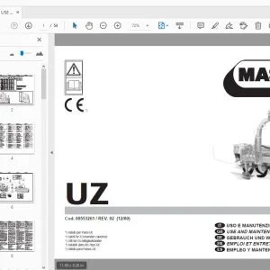 MASCHIO UZ USE & MAINTENANCE / PARTS MANUAL 00553261 - PDF