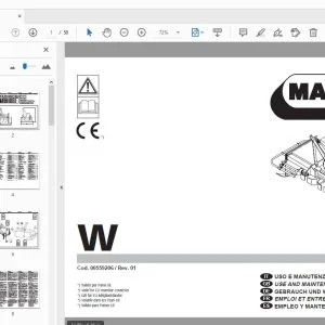 MASCHIO W USE & MAINTENANCE / PARTS MANUAL 00559206 - PDF DOWNLOAD