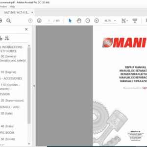 Manitou MLT 845, MLT-X 845 Repair manual - PDF DOWNLOAD