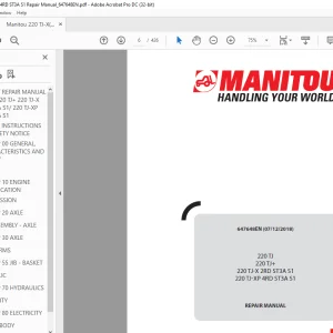 Manitou MRT 1850, MRT 2150, MRT 2540 Easy Repair Manual - PDF DOWNLOAD