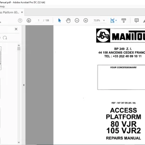 Manitou ACCESS PLATFORM 80VJR 105 VJR2 REPAIR MANUAL - PDF DOWNLOAD