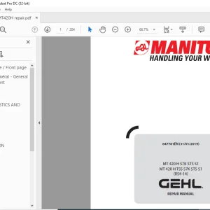 Manitou Gehl MT 420 H 57K ST5 S1 MT 420 H TSS 57K ST5 S1 (RS4-14) Repair Manual