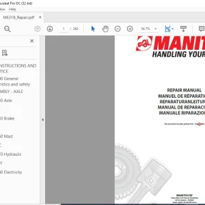 Manitou ME318 REPAIR MANUAL - PDF DOWNLOAD