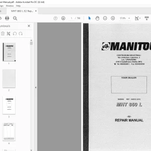 Manitou MHT 860L Repair Manual - PDF DOWNLOAD