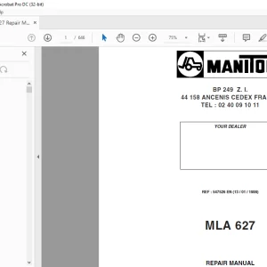 Manitou MLA 627 Repair Manual 547526 - PDF DOWNLOAD
