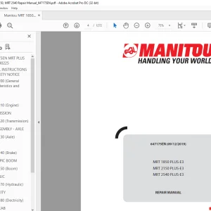 Manitou MRT 1850 PLUS-E3 MRT 2150 PLUS-E3 MRT 2540 PLUS-E3 REPAIR MANUAL - PDF