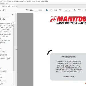 Manitou MRT 2145 - 2545 EASY 360 ST3A S2 REPAIR MANUAL - PDF DOWNLOAD