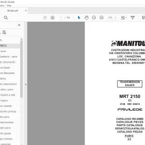 Manitou MRT 2150 Parts Manual Vol1&2 - PDF DOWNLOAD