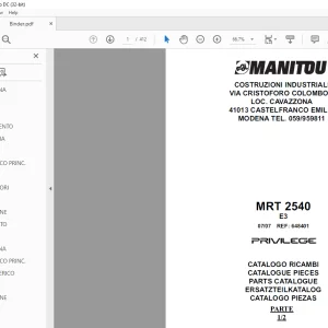 Manitou MRT 2540 Parts Manual Vol1&2 -  PDF DOWNLOAD