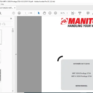 Manitou MRT 3050 Privilege ST3A MRT-X 3050 Privilege ST3A REPAIR MANUAL - PDF