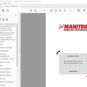 Manitou MRT 3255 PRIVILEGE PLUS ST4T4F MRT-X 3255 PRIVILEGE PLUS ST3A REPAIR MANUAL - PDF