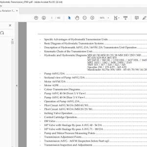 Manitou Rotation Telehandler BP 249 Hydrostatic Transmission Manual - PDF DOWNLOAD