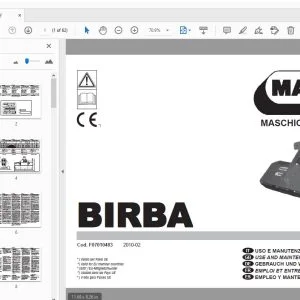 Maschio Gaspardo Birba USE & MAINTENANCE  SPARE PARTS MANUAL - PDF