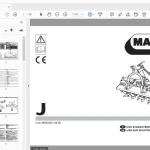 Maschio J Operator & Parts Manual 00553256 PDF