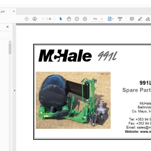 McHale 991L Baler Wrapper Parts Manual - PDF DOWNLOAD