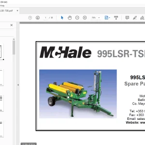 McHale 995LSR-TSR Baler Wrapper Parts Manual - PDF DOWNLOAD