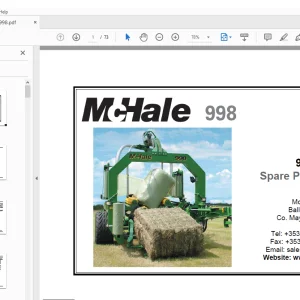 McHale 998 Baler Wrapper Parts Manual CLT00071 - PDF DOWNLOAD