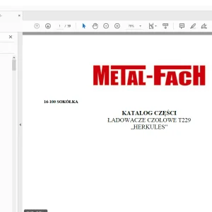 Metal-Fach ŁADOWACZE CZOŁOWE T229 „HERKULES” KATALOG CZĘŚCI PDF