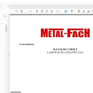 Metal-Fach ŁADOWACZE CZOŁOWE T241 KATALOG CZĘŚCI- PDF DOWNLOAD