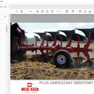 Metal-Fach PŁUG ZAWIESZANY OBROTOWY U061 I U061/1 KATALOG CZĘŚCI PDF