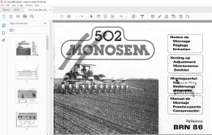 Monosem 502 Mechanical Planter 1986 Maintenance Manual - PDF DOWNLOAD