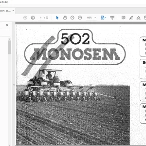 Monosem 502 Mechanical Planter 1986 Maintenance Manual - PDF DOWNLOAD